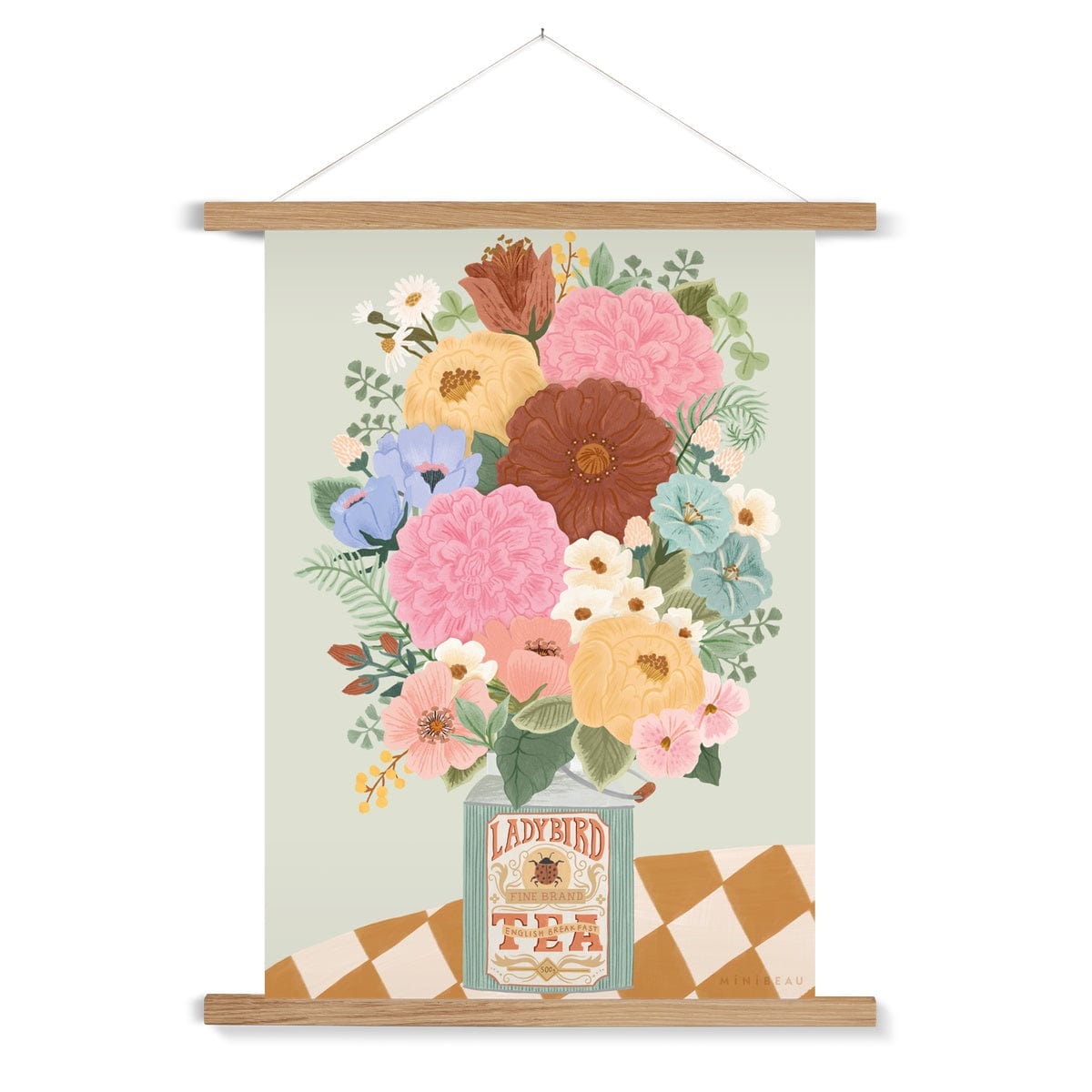 Art Print 15x20cm (6x8") / Natural Hanger Boho Floral Vase Art Print