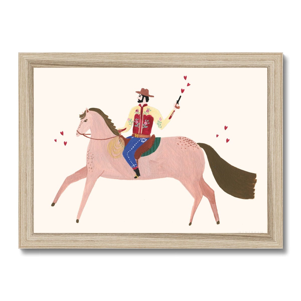 Art Print 15x20cm (6x8") / Natural Frame Cowboy Art Print