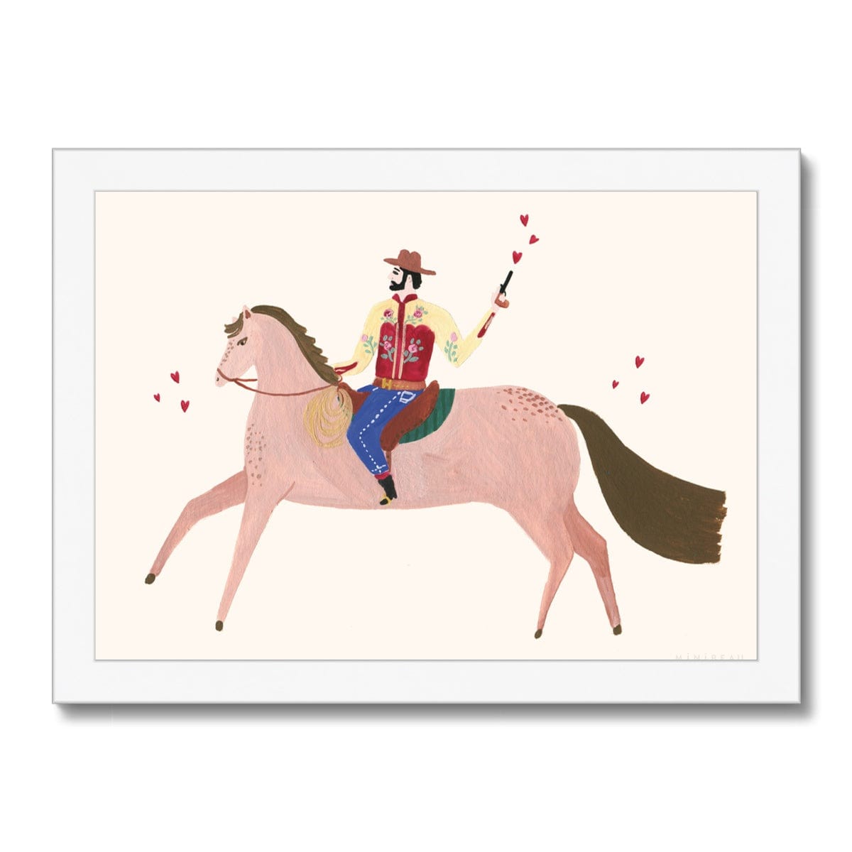 Art Print 15x20cm (6x8") / White Frame Cowboy Art Print