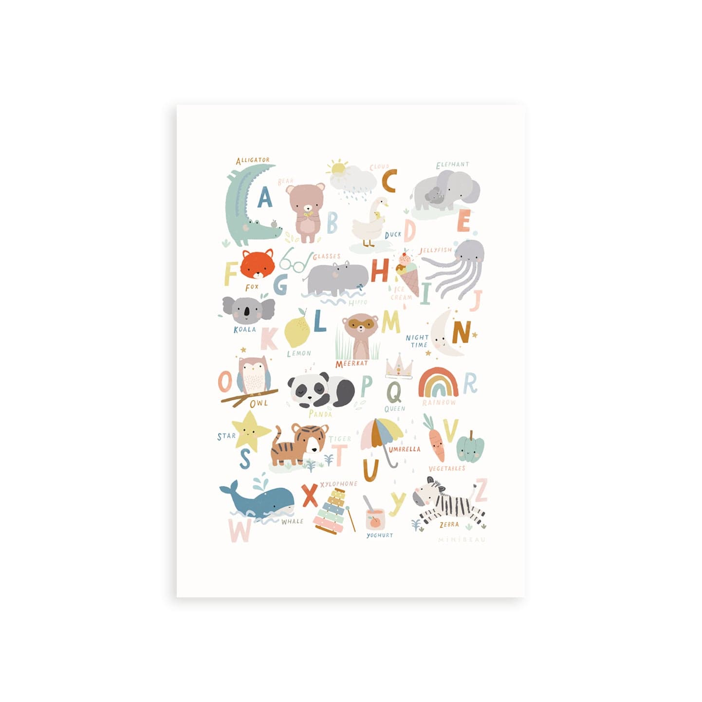 Art Print 15x20cm (6x8") / No Frame Cute Animals Alphabet Art Print