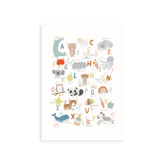 Art Print 15x20cm (6x8") / No Frame Cute Animals Alphabet Art Print