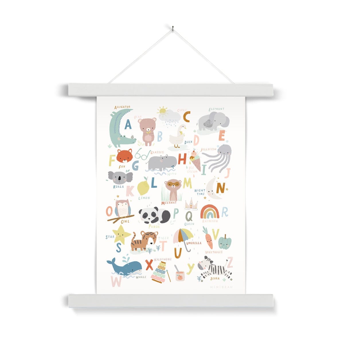 Art Print 15x20cm (6x8") / White Hanger Cute Animals Alphabet Art Print