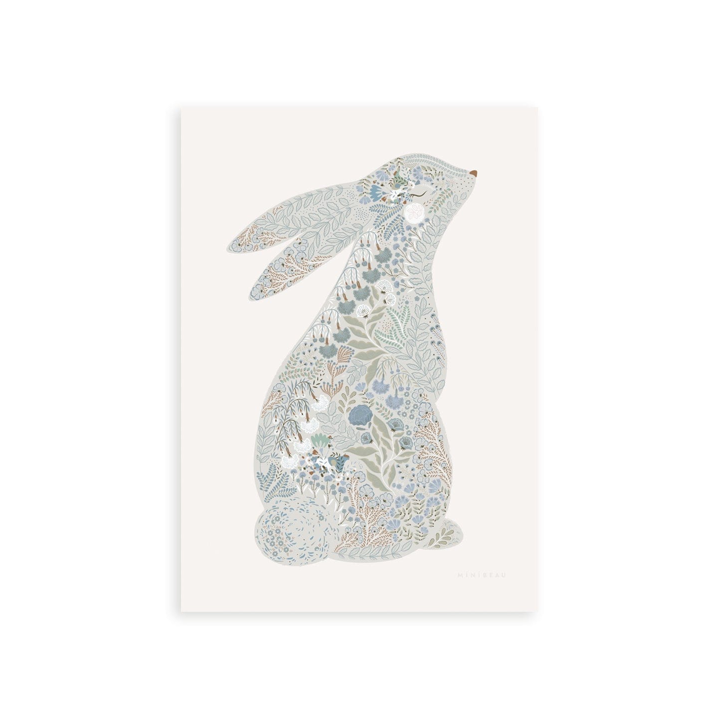 Art Print 15x20cm (6x8") / No Frame Floral Bunny Nursery Art Print - Personalisable