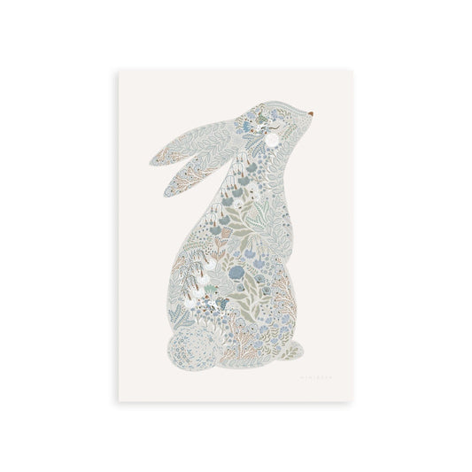 Art Print 15x20cm (6x8") / No Frame Floral Bunny Nursery Art Print - Personalisable