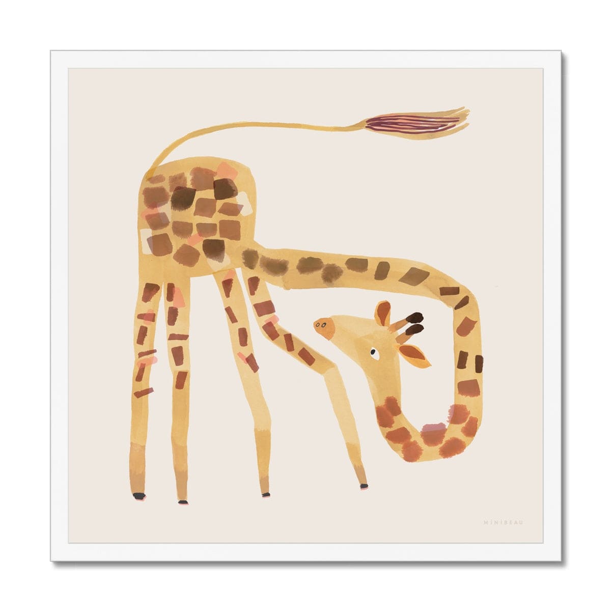 Art Print 30x30cm (12x12") / White Frame Giraffe Art Print