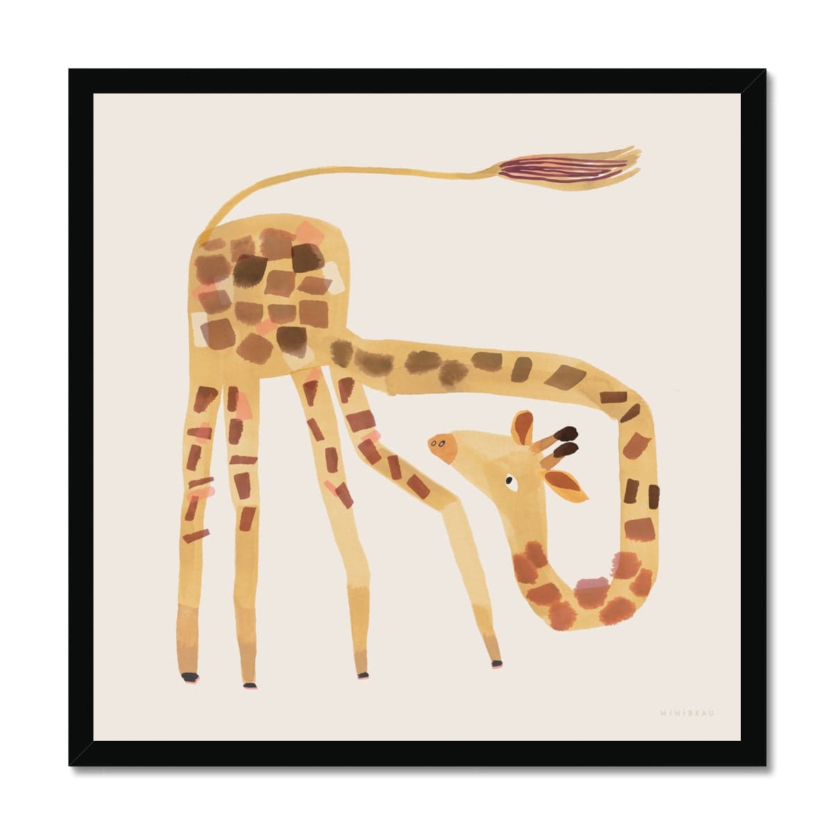 Art Print 30x30cm (12x12") / Black Frame Giraffe Art Print