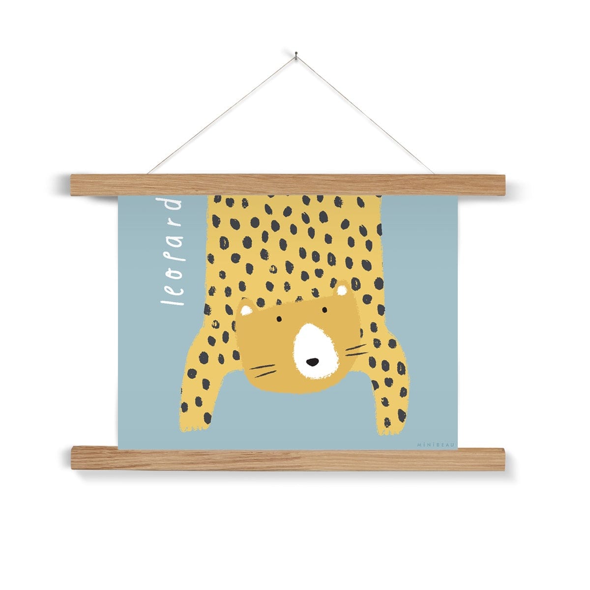 Art Print 15x20CM (6x8") / Blue / Natural Hanger Leopard Art Print