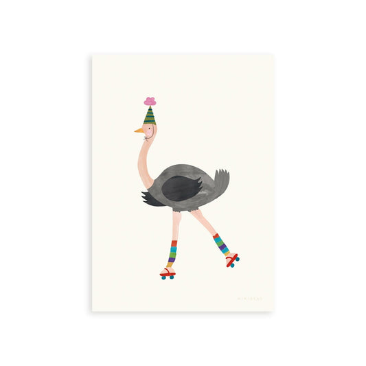 Art Print 15x20cm (6x8") / No Frame Party Ostrich Art Print
