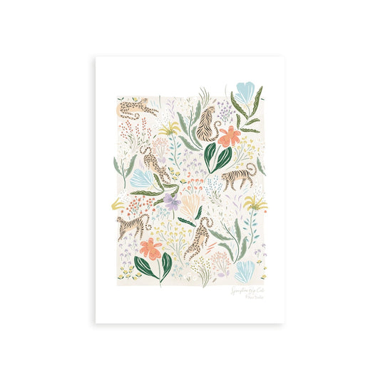 Art Print A4 (8x12") / No Frame Springtime Big Cats Art Print