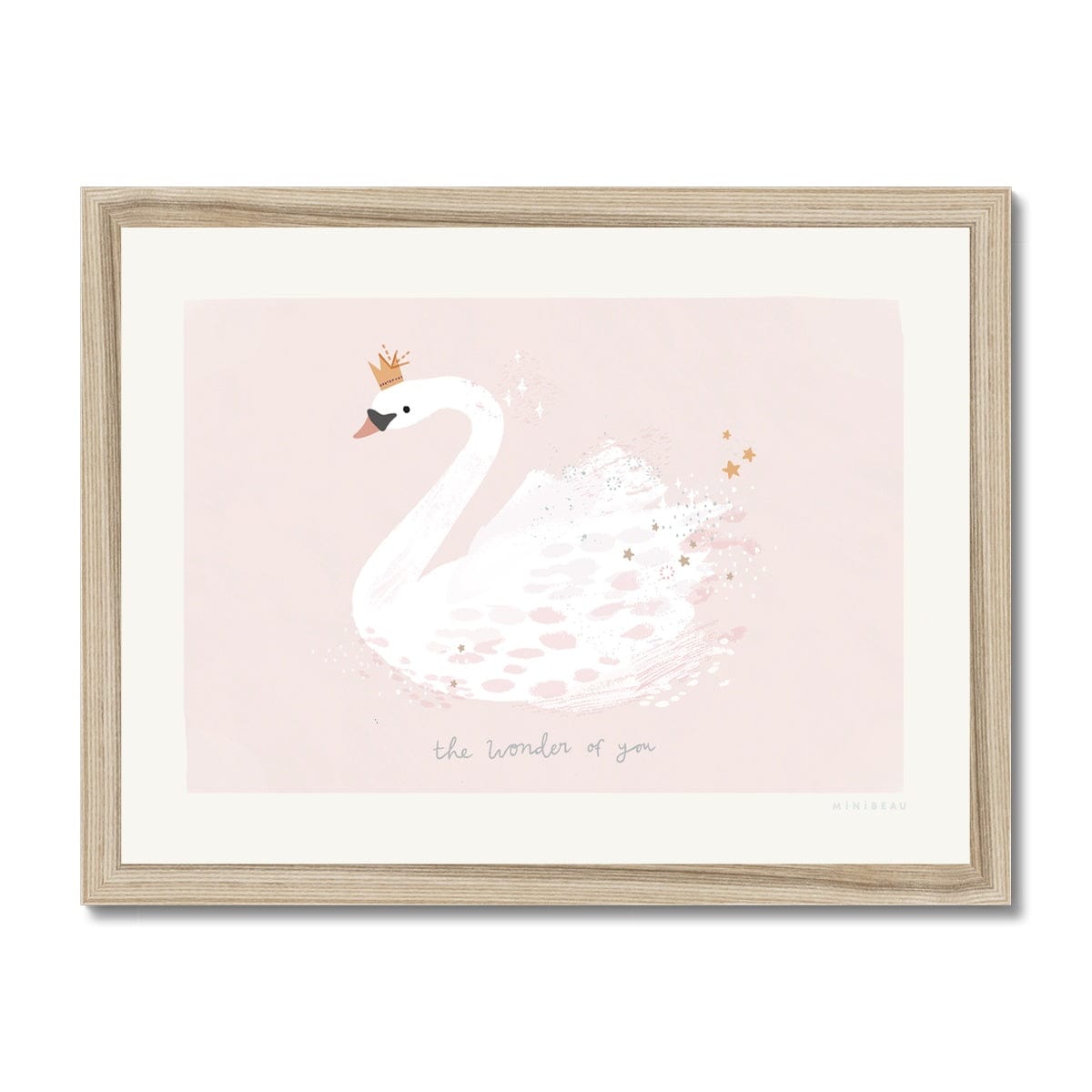 Art Print 15x20cm (6x8") / Soft Blue / Natural Frame The Wonder Of You Swan Art Print