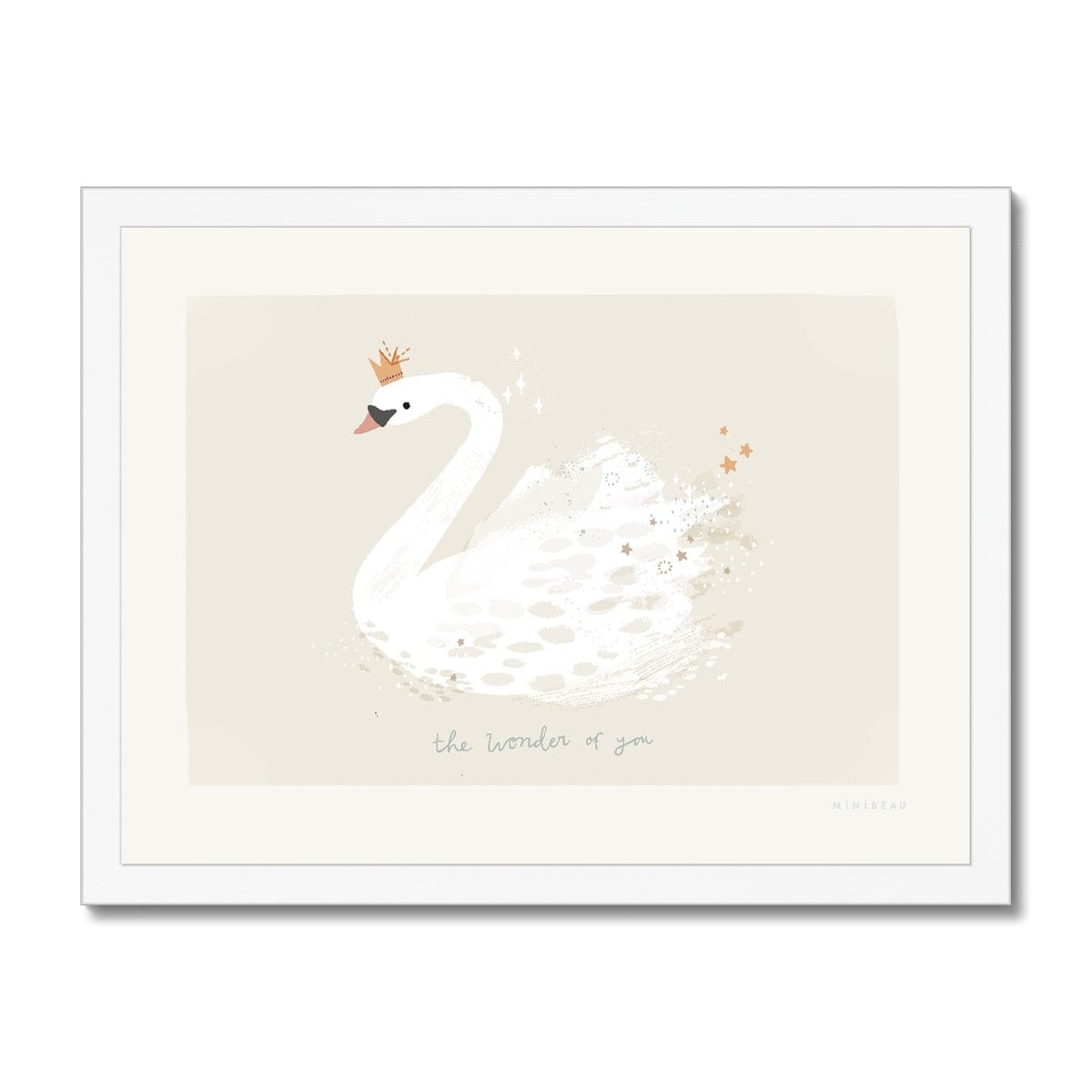 Art Print 15x20cm (6x8") / Soft Blue / White Frame The Wonder Of You Swan Art Print