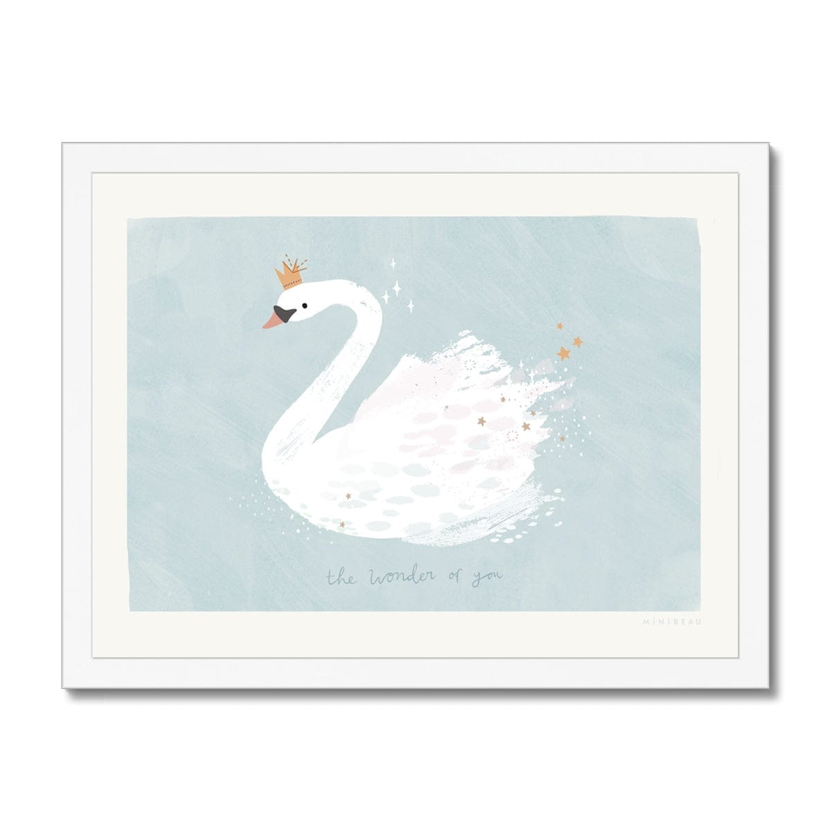 Art Print A4 (8x12") / Soft Blue / White Frame The Wonder Of You Swan Art Print
