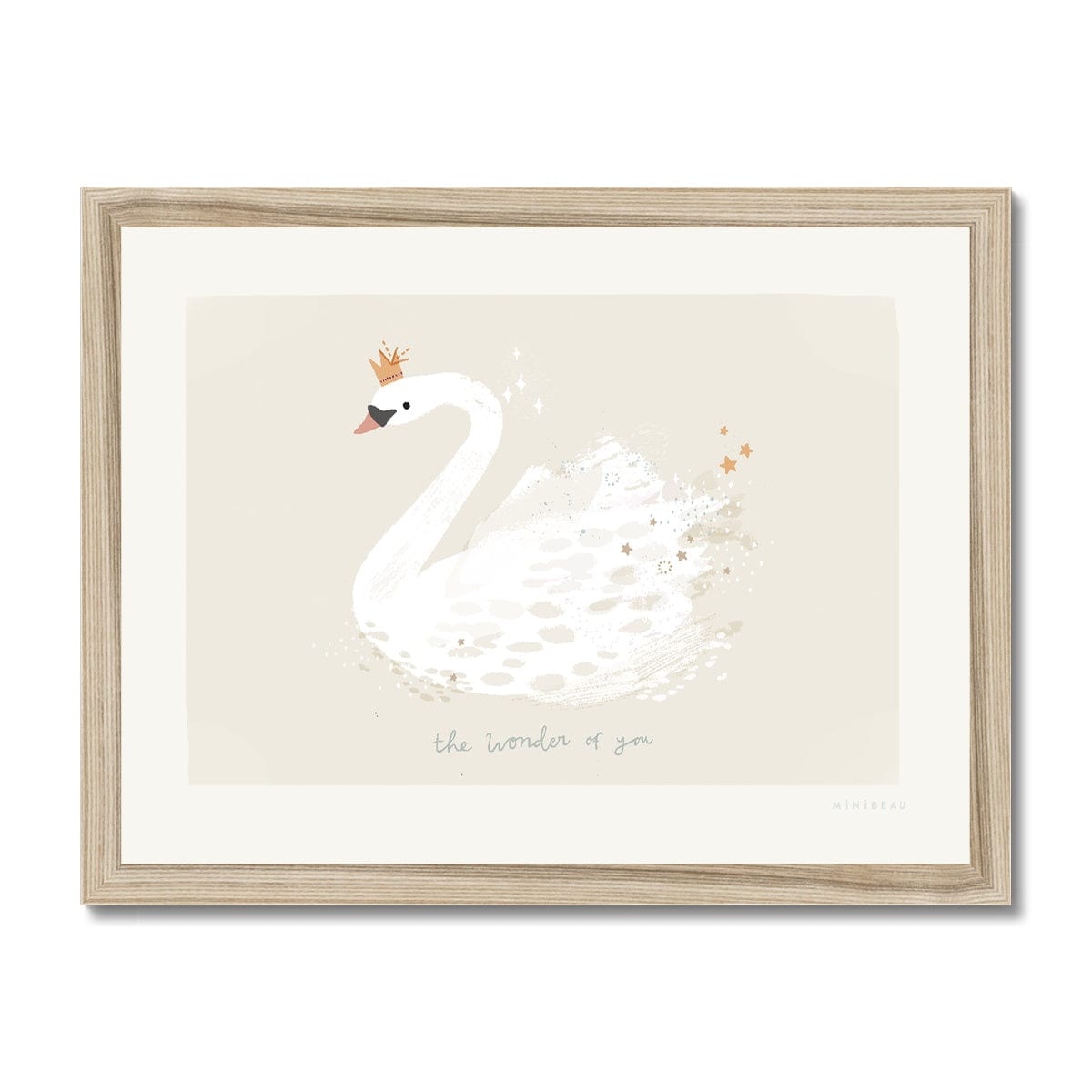 Art Print 15x20cm (6x8") / Soft Beige / Natural Frame The Wonder Of You Swan Art Print