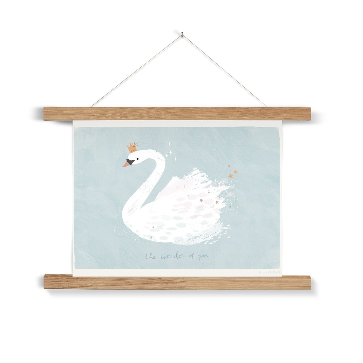 Art Print A4 (8x12") / Soft Blue / Natural Hanger The Wonder Of You Swan Art Print