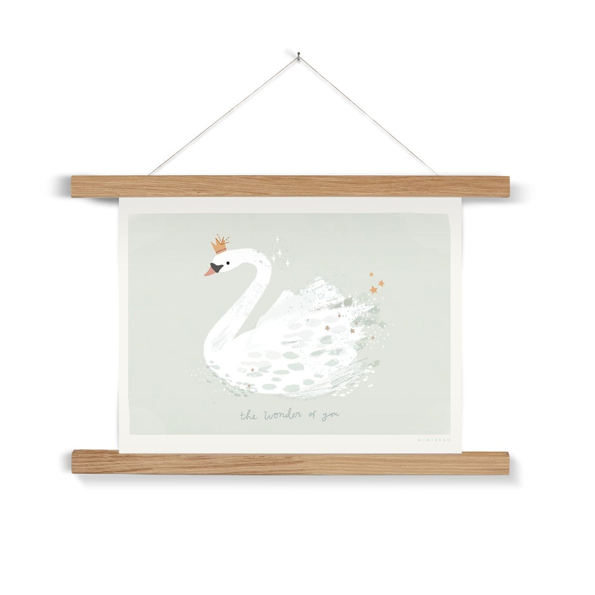 Art Print 15x20cm (6x8") / Soft Green / Natural Hanger The Wonder Of You Swan Art Print