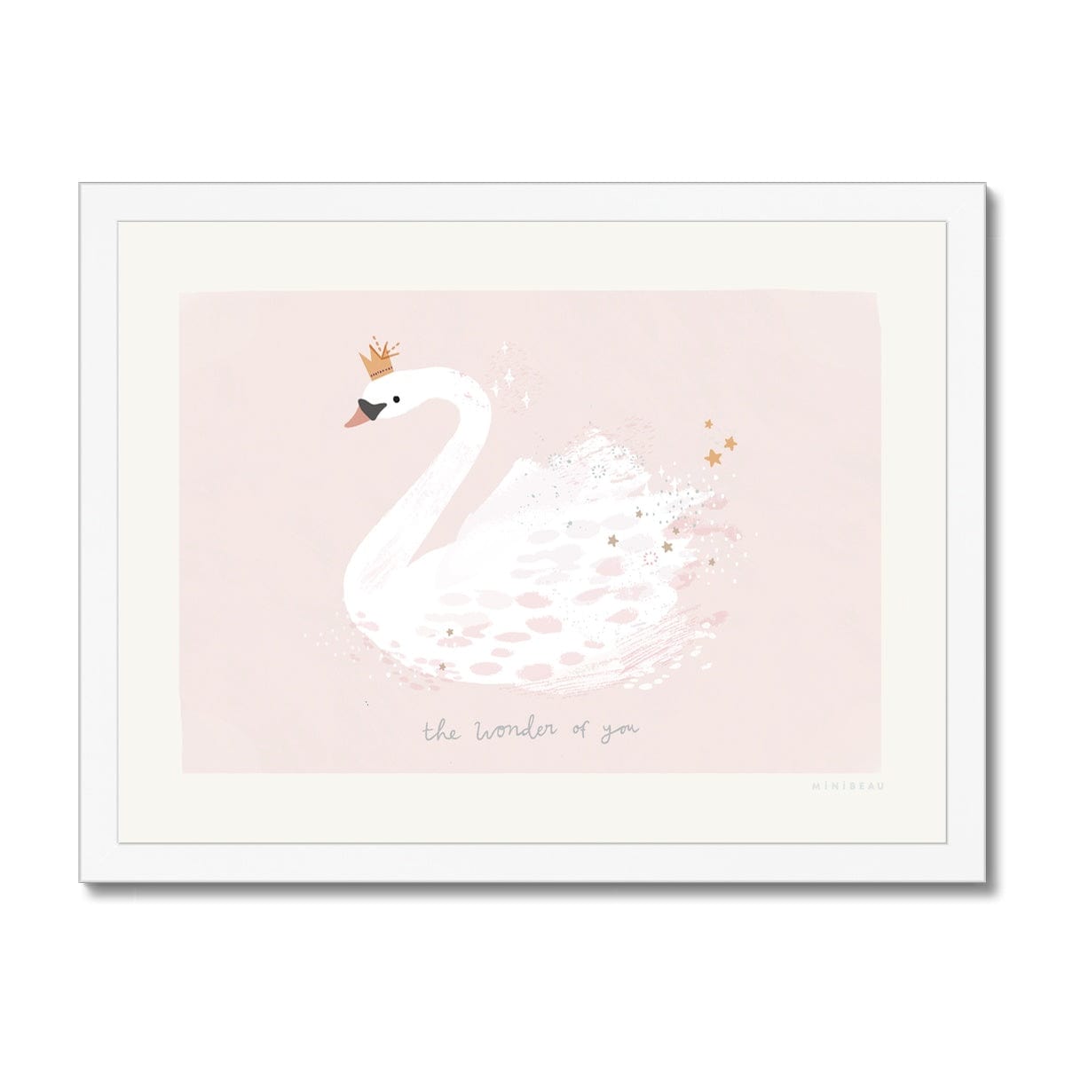 Art Print 15x20cm (6x8") / Soft Pink / White Frame The Wonder Of You Swan Art Print