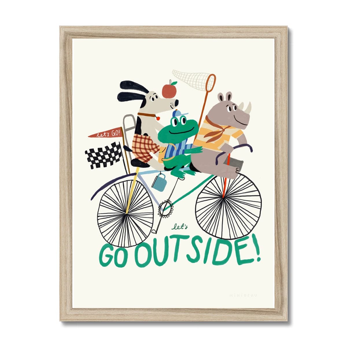 Fine art 6"x8" / Natural Frame Let's Go Outside Art Print