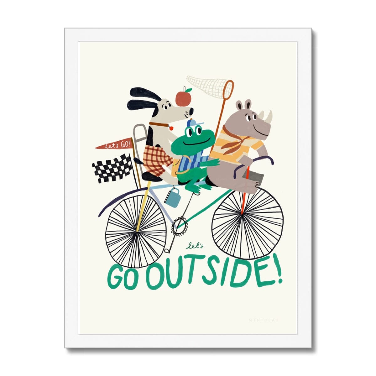 Fine art 6"x8" / White Frame Let's Go Outside Art Print