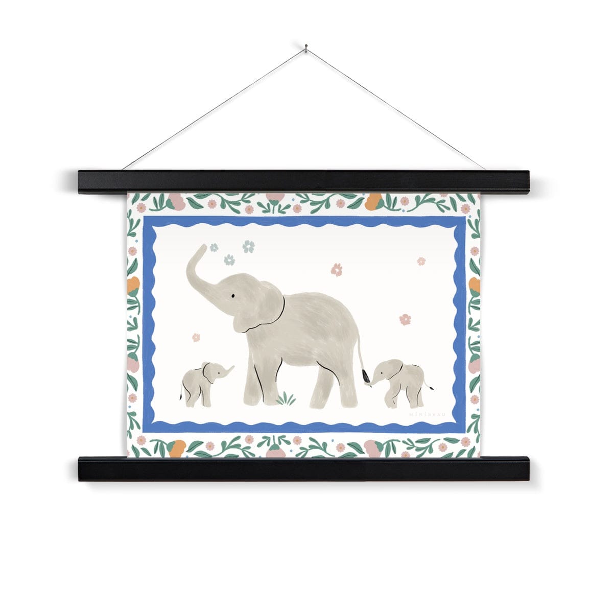 Art Print 8"x6" / Black Hanger Pretty Serengeti Elephant Art Print