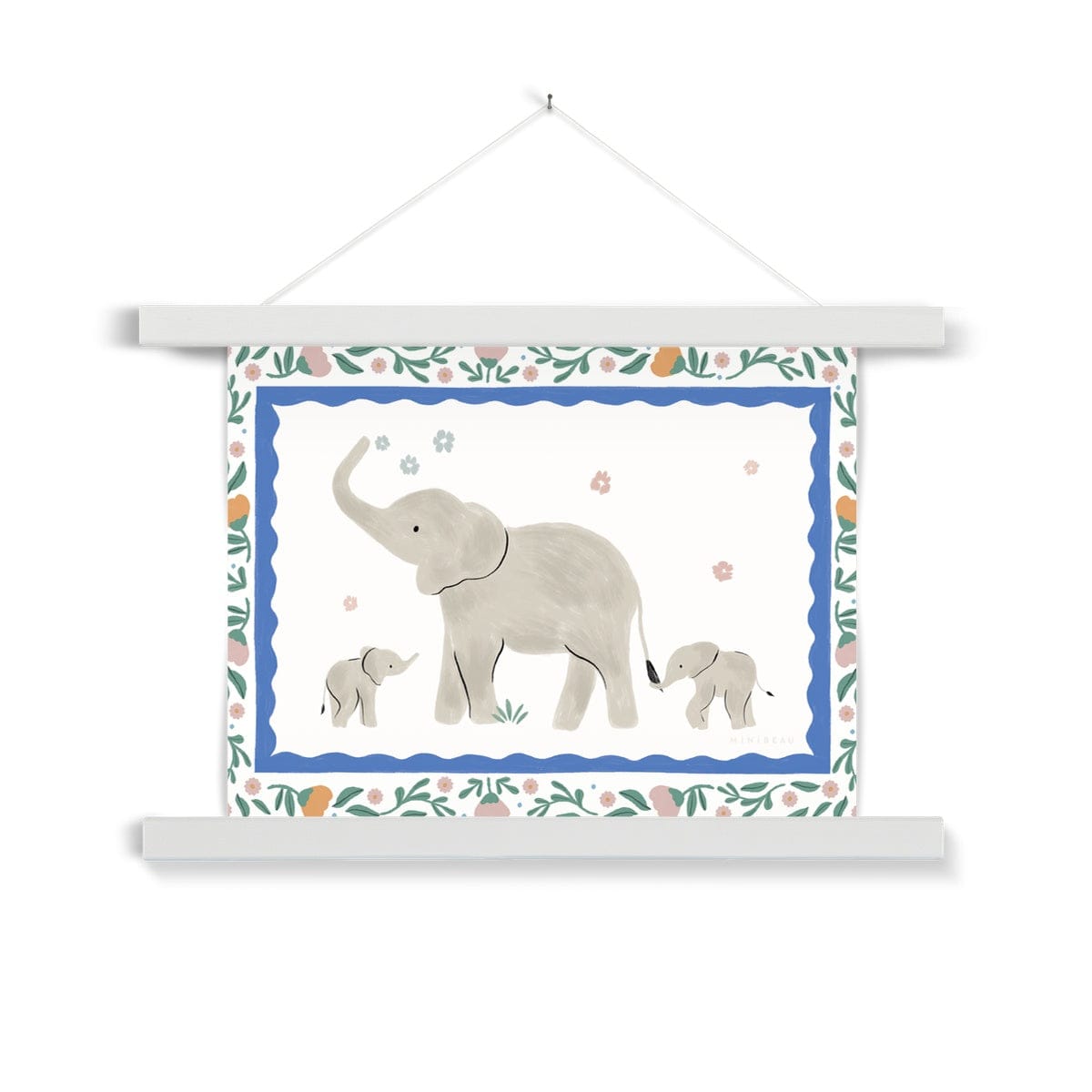 Art Print 8"x6" / White Hanger Pretty Serengeti Elephant Art Print
