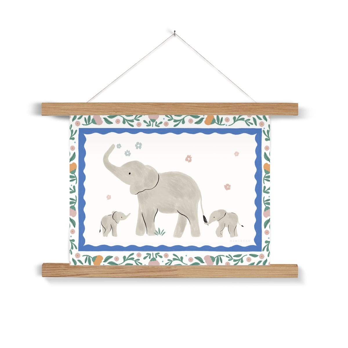 Art Print 8"x6" / Natural Hanger Pretty Serengeti Elephant Art Print