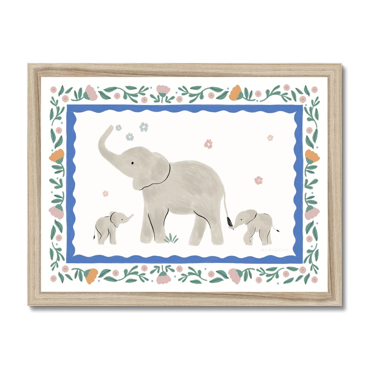 Art Print 8"x6" / Natural Frame Pretty Serengeti Elephant Art Print
