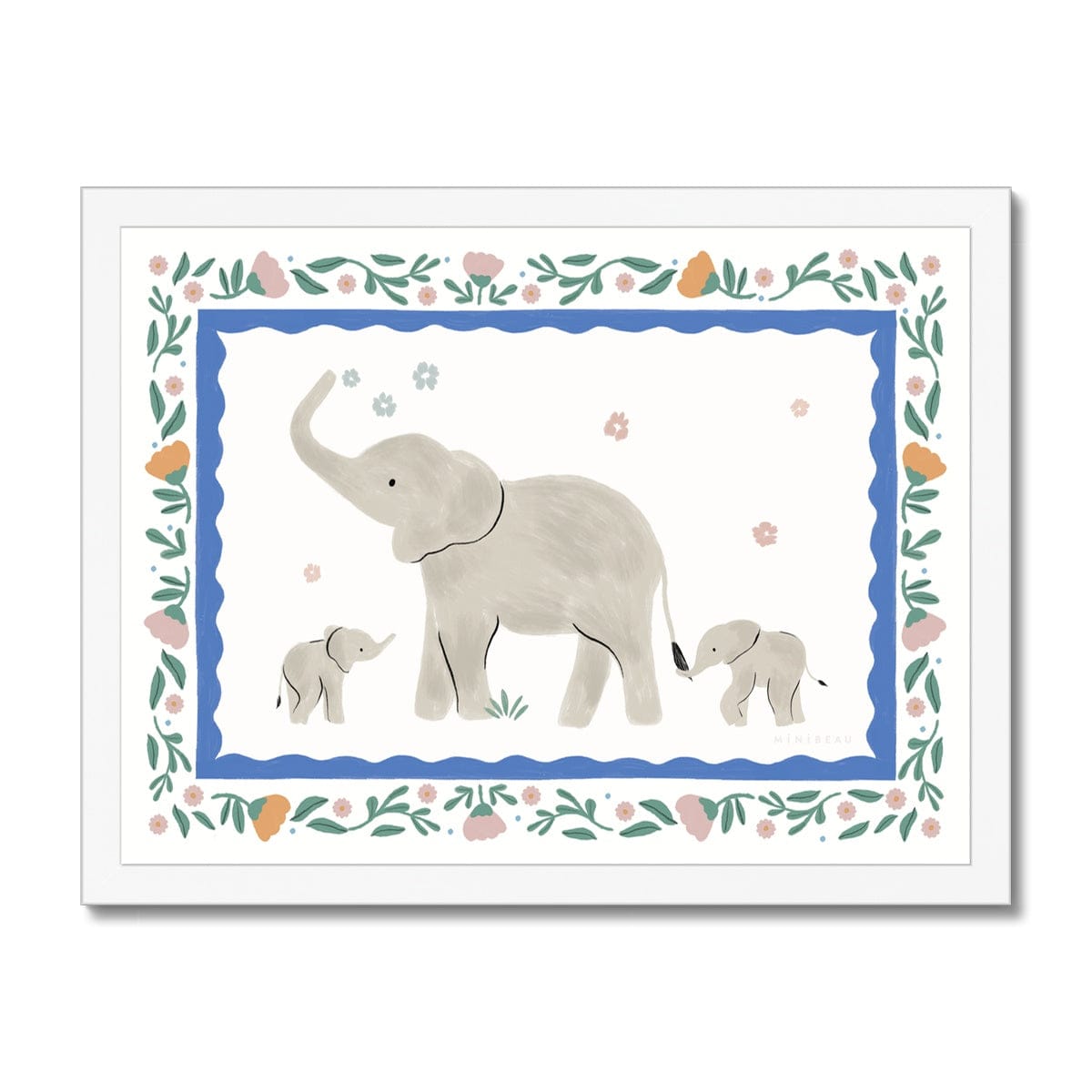 Art Print 8"x6" / White Frame Pretty Serengeti Elephant Art Print