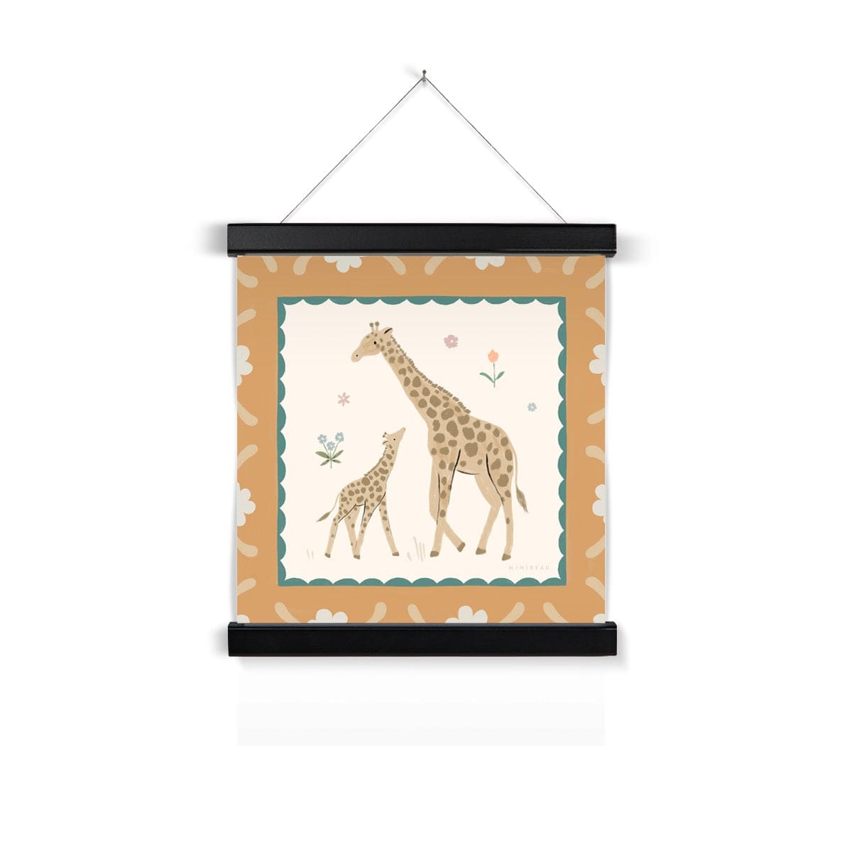 Fine art 12"x12" / Black Hanger Pretty Serengeti Giraffe Art Print