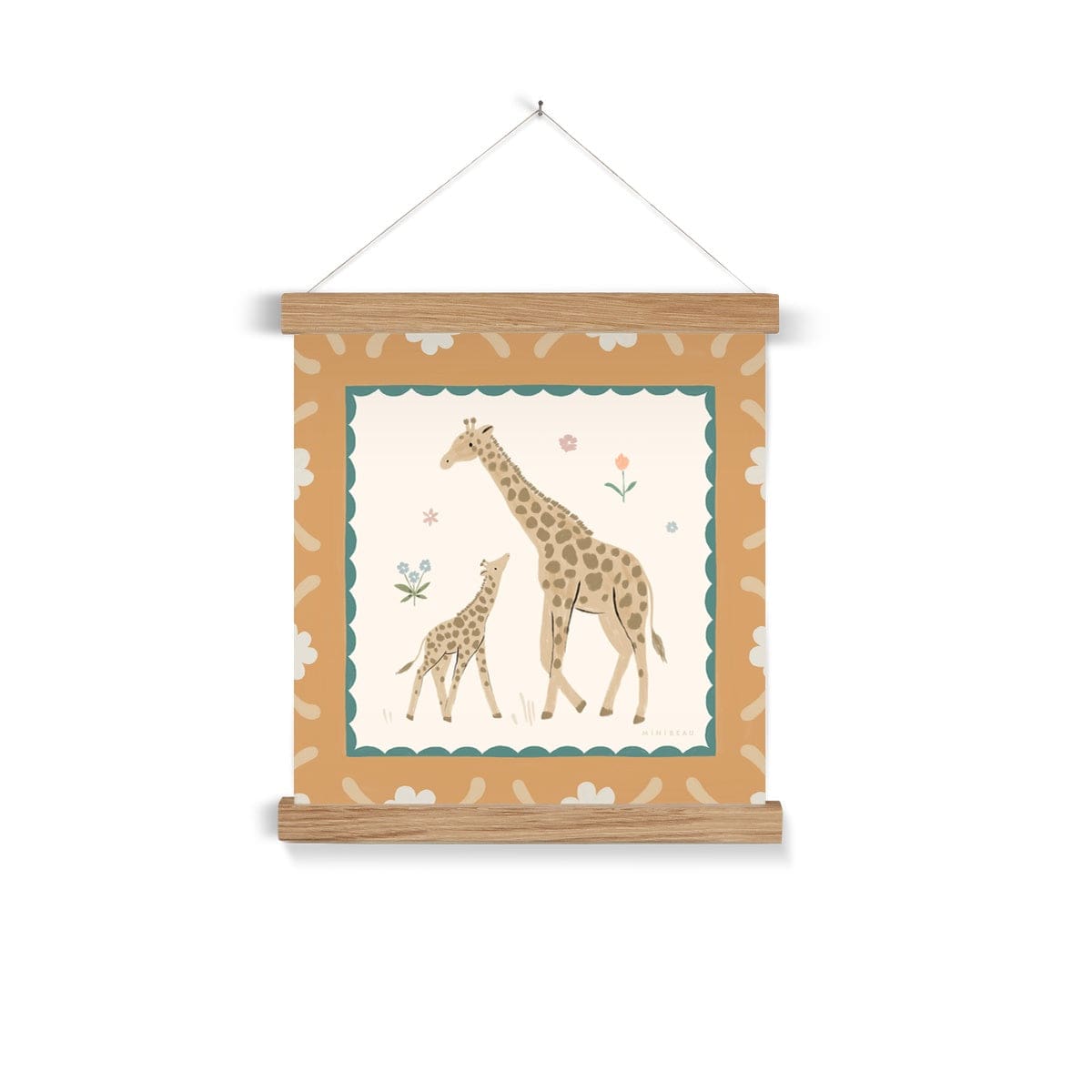 Fine art 12"x12" / Natural Hanger Pretty Serengeti Giraffe Art Print
