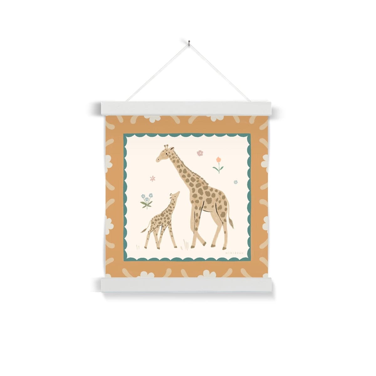 Fine art 12"x12" / White Hanger Pretty Serengeti Giraffe Art Print