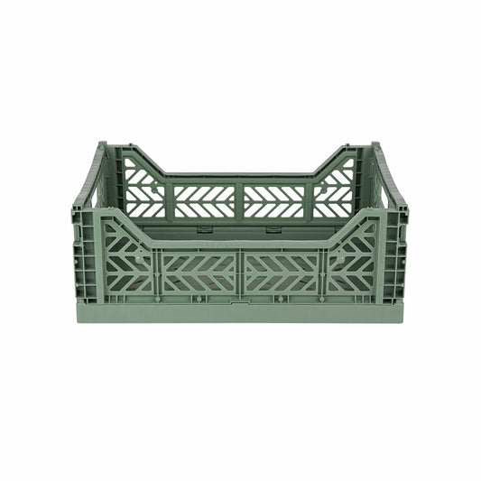 Folding Crate Aykasa Midi Folding Crate - Almond Green on a white background