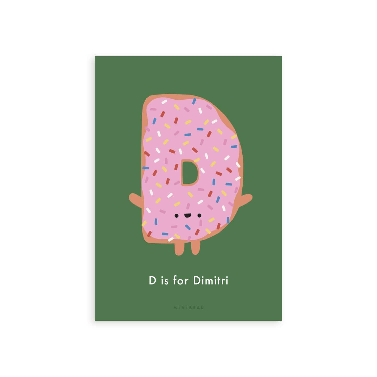 Personalised Art Print A4 (8x12") Happy Alphabet 'D' Personalised Art Print
