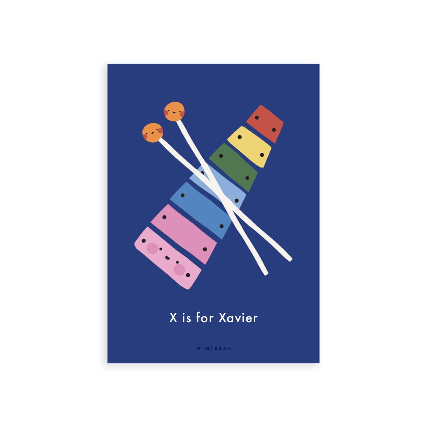 Personalised Art Print A4 (8x12") Happy Alphabet 'X' Personalised Art Print