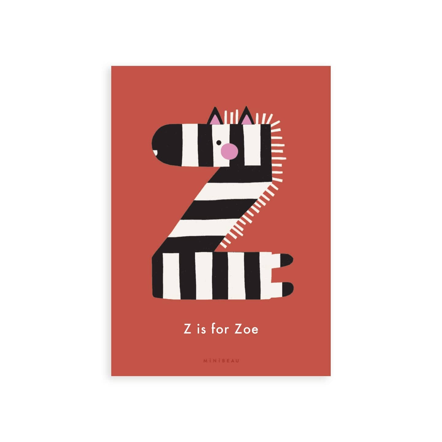 Personalised Art Print Happy Alphabet 'Z' Personalised Art Print