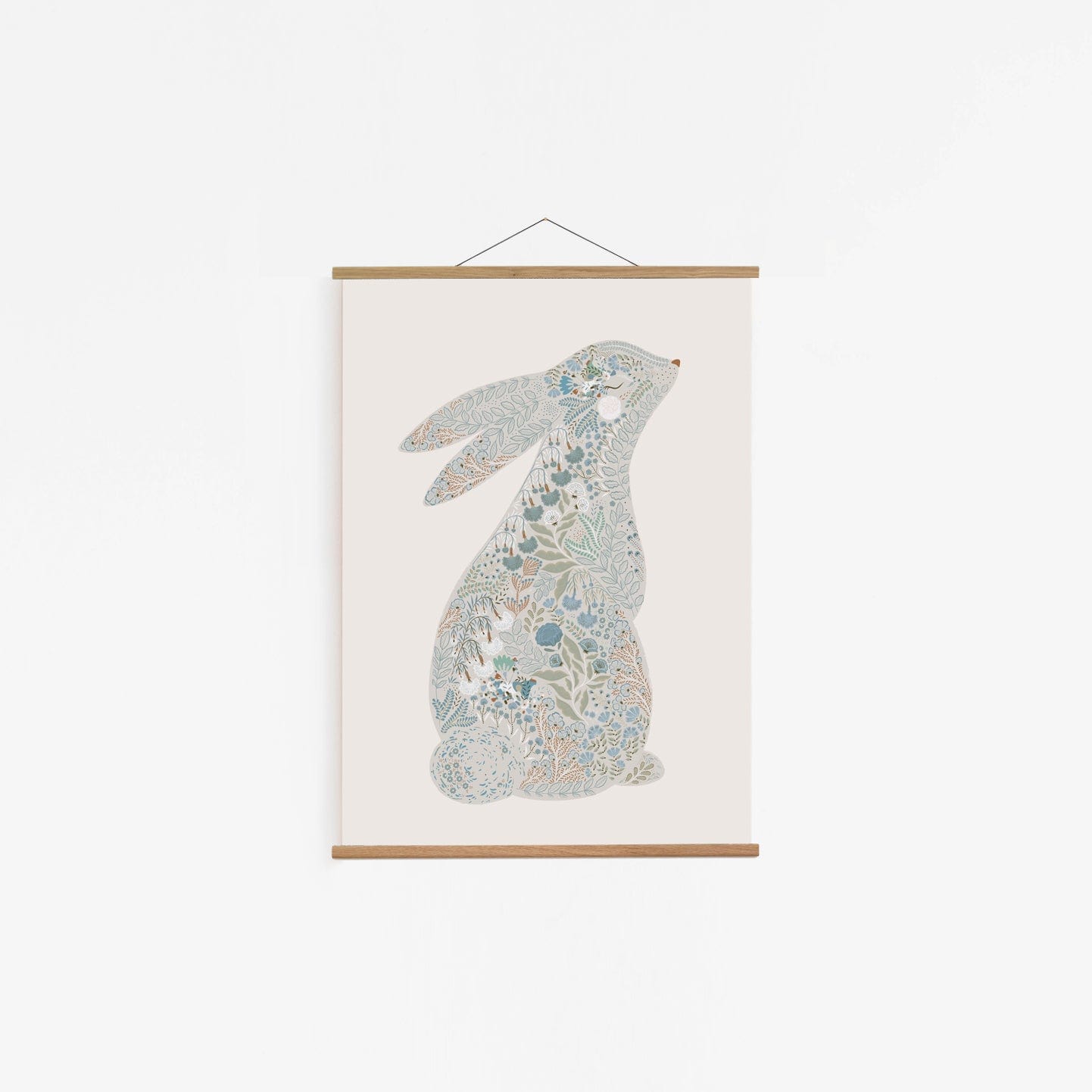 Wall Hanging Floral Bunny Blue Wall Hanging