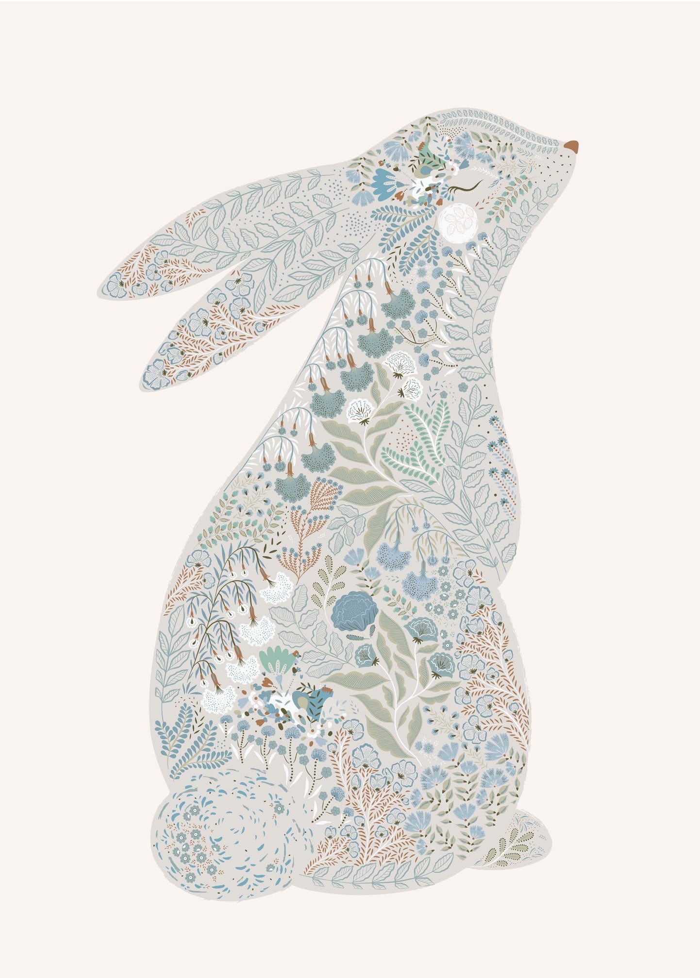 Wall Hanging No Hanger Floral Bunny Blue Wall Hanging