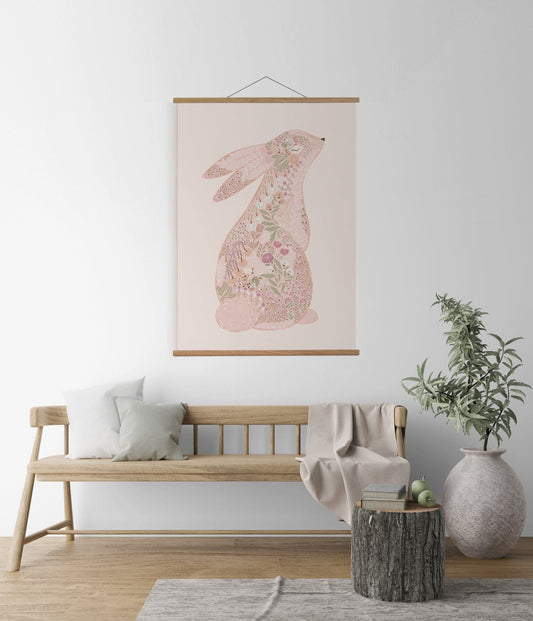 Wall Hanging Floral Bunny Pink Wall Hanging