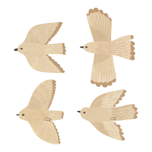 Wall Stickers Plain Murs Clairs Birds Fabric Wall Stickers