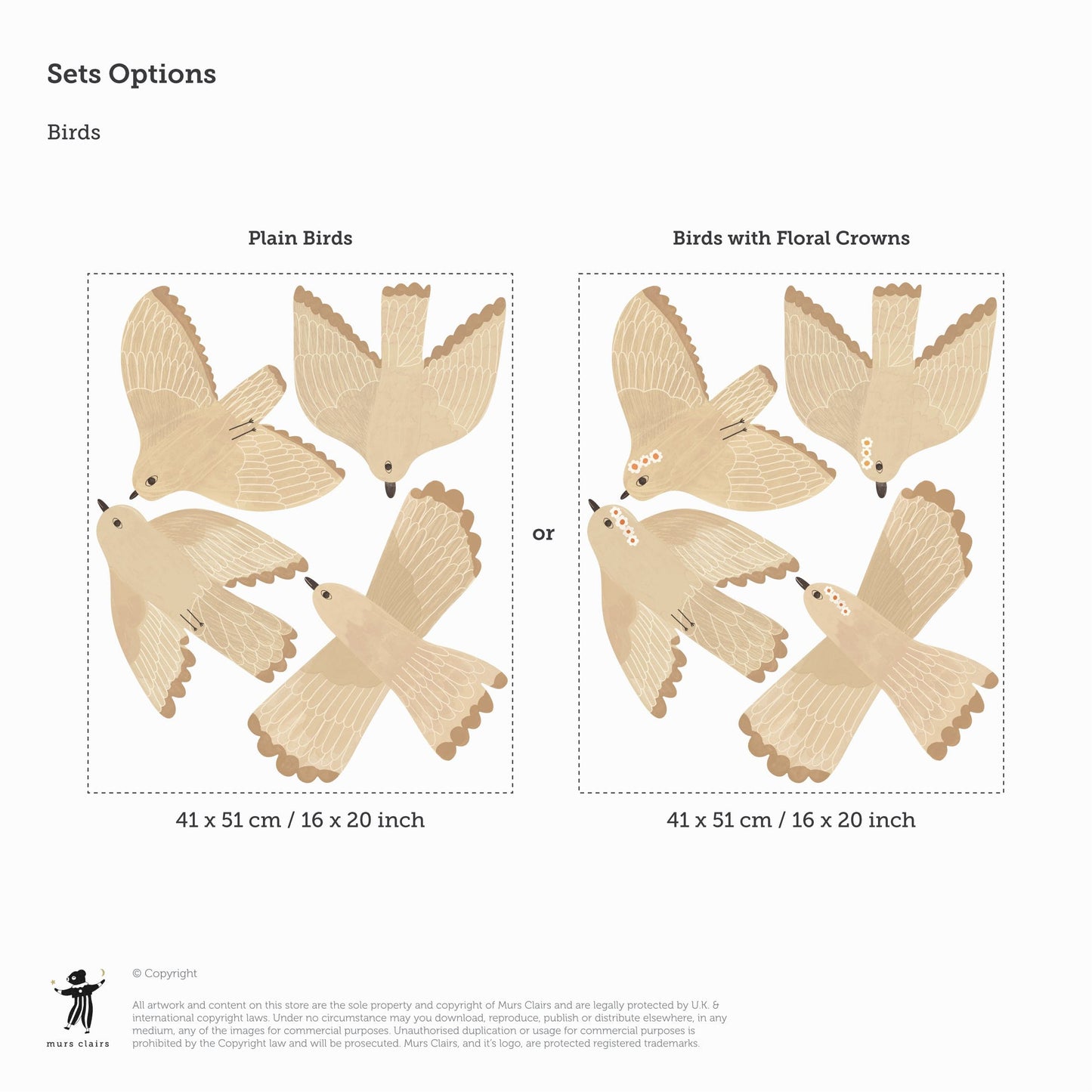 Wall Stickers Murs Clairs Birds Fabric Wall Stickers