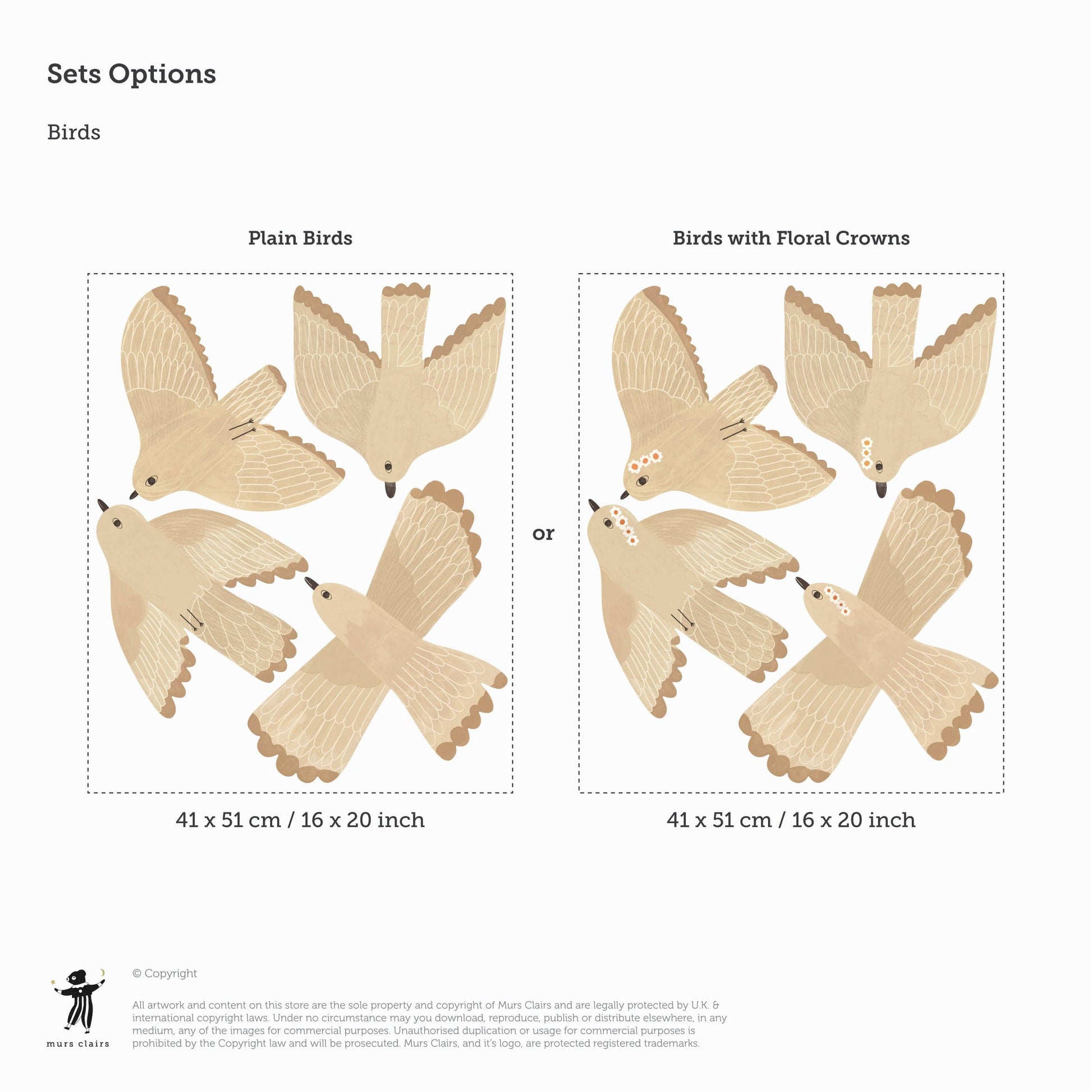 Wall Stickers Murs Clairs Birds Fabric Wall Stickers