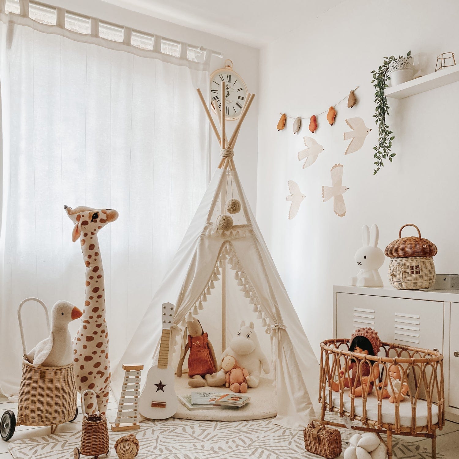 Wall Stickers Murs Clairs Birds Fabric Wall Stickers