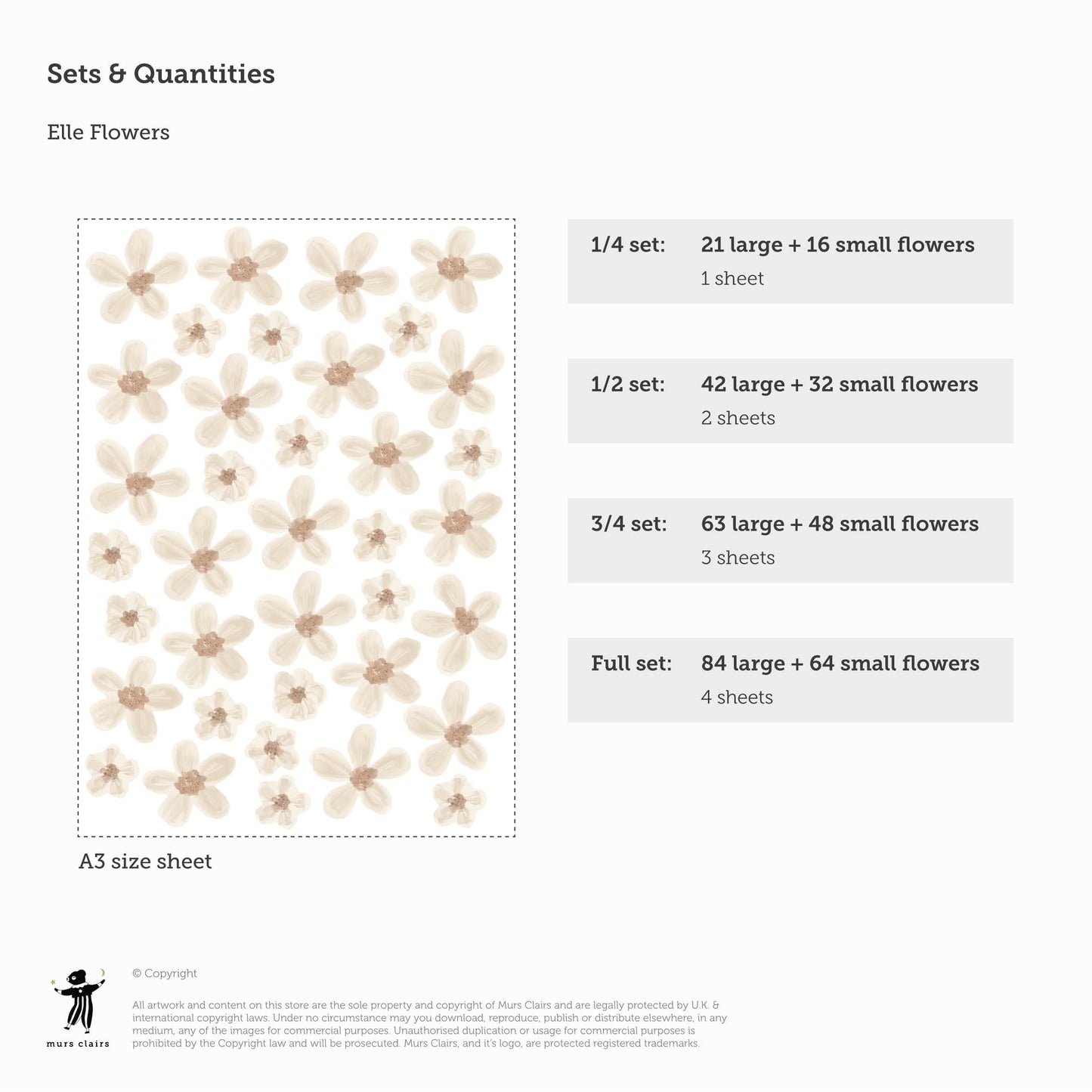 Wall Stickers Murs Clairs Elle Flowers Fabric Wall Stickers