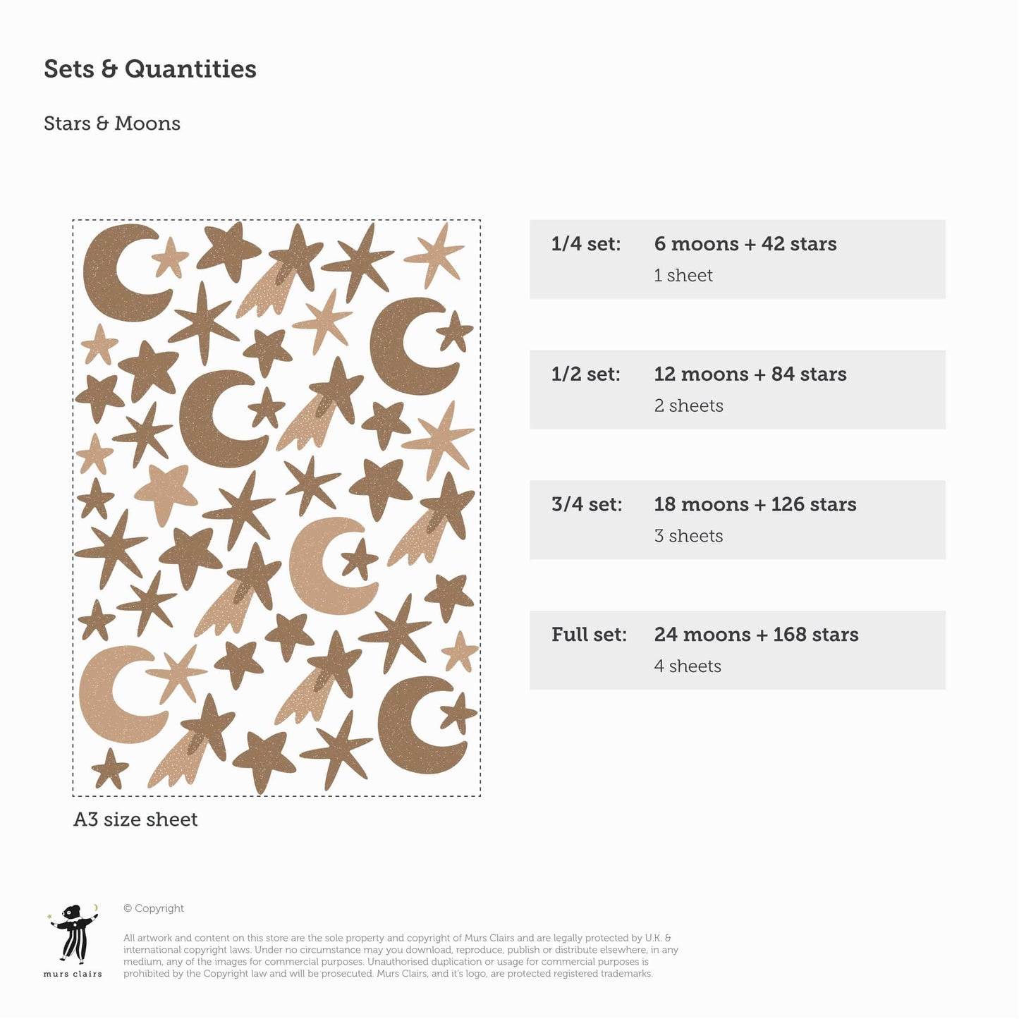 Wall Stickers Murs Clairs Moons and Stars Wall Stickers