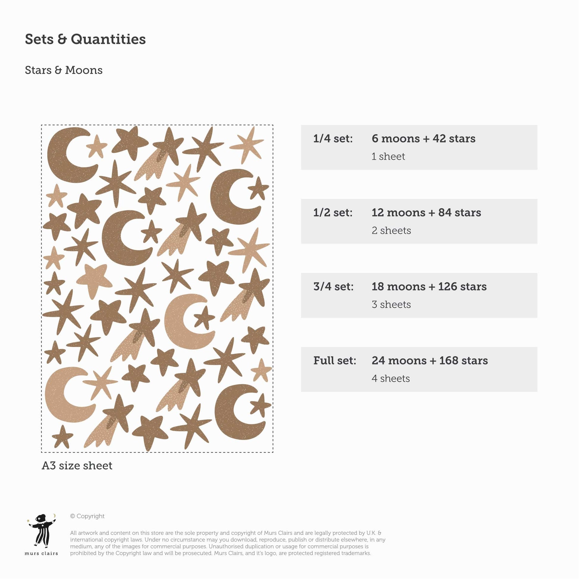 Wall Stickers Murs Clairs Moons and Stars Wall Stickers