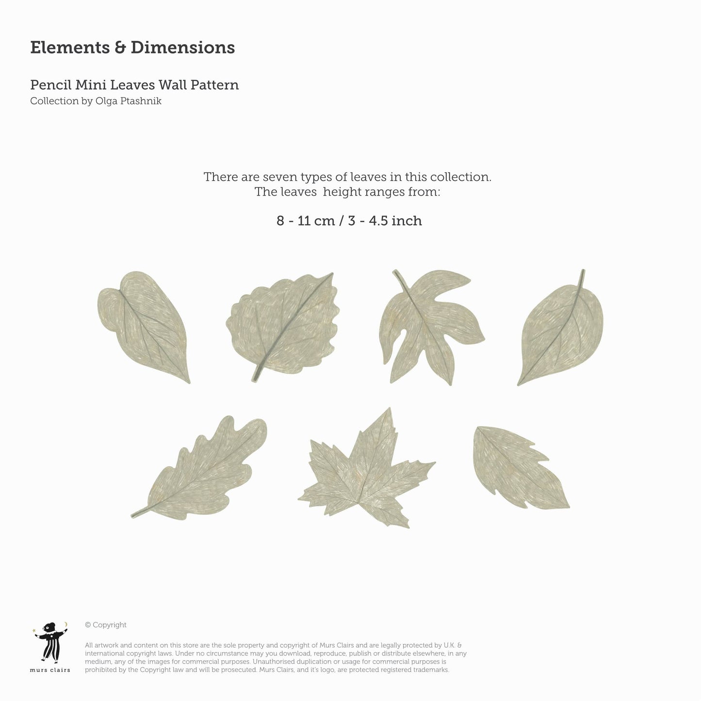 Wall Stickers Murs Clairs Pencil Mini Leaves Wall Stickers