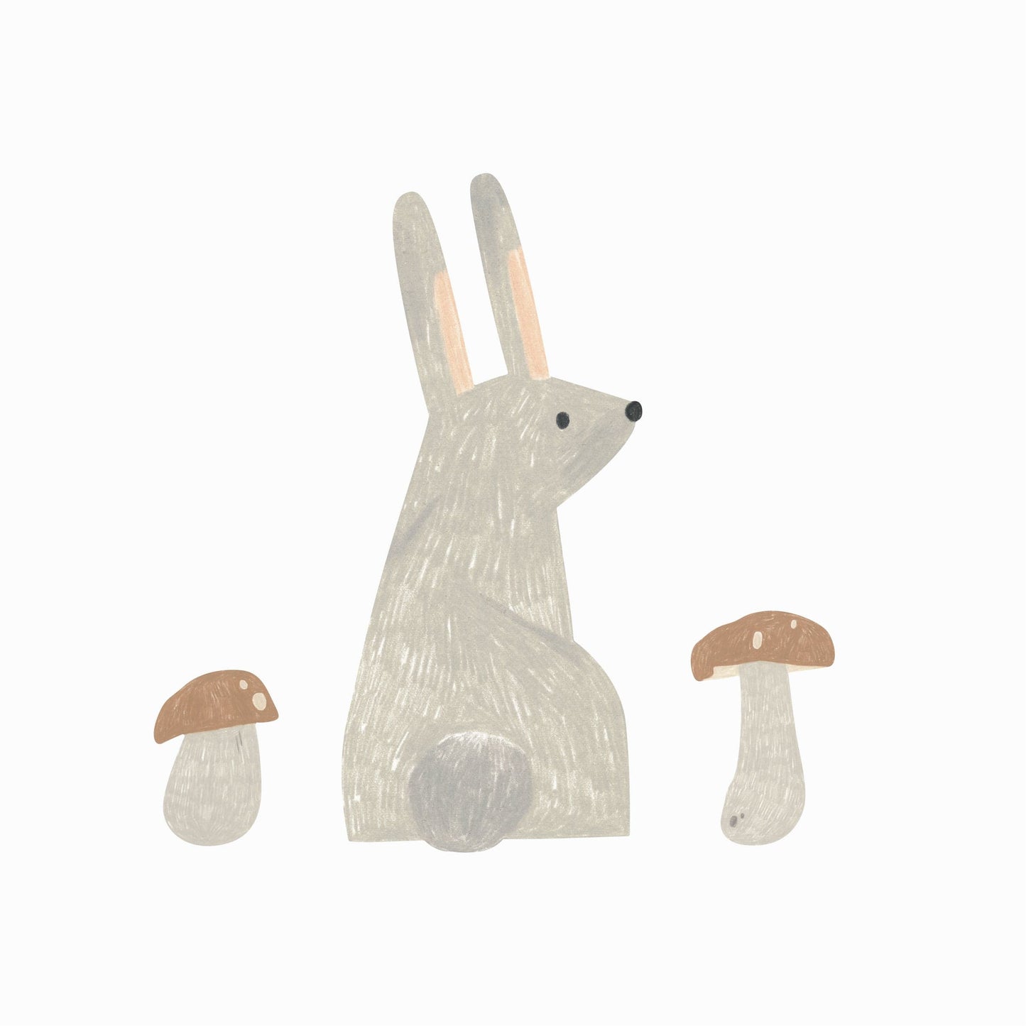 Wall Stickers Murs Clairs Pencil Rabbit & Mushrooms Wall Stickers
