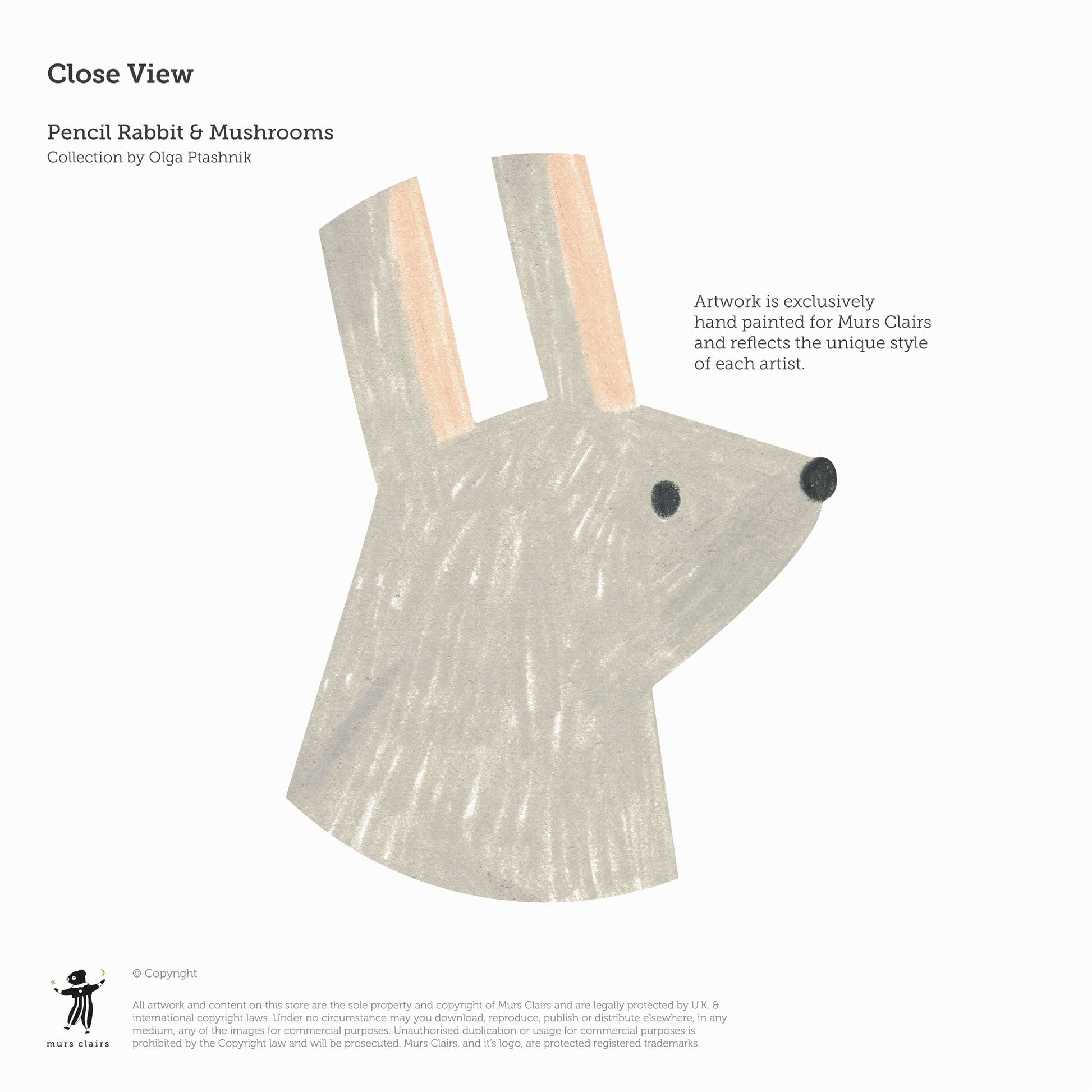 Wall Stickers Murs Clairs Pencil Rabbit & Mushrooms Wall Stickers