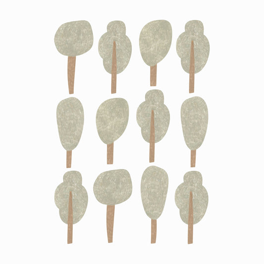 Wall Stickers 1 Sheet Murs Clairs Pencil Round Forest Trees Wall Stickers