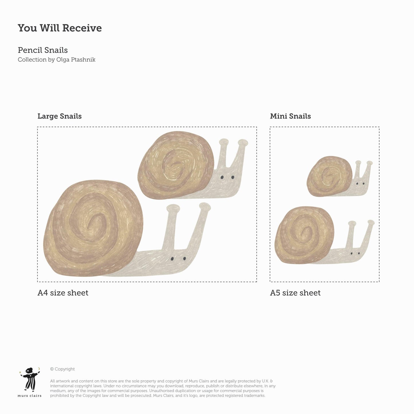Wall Stickers Murs Clairs Pencil Snails Wall Stickers