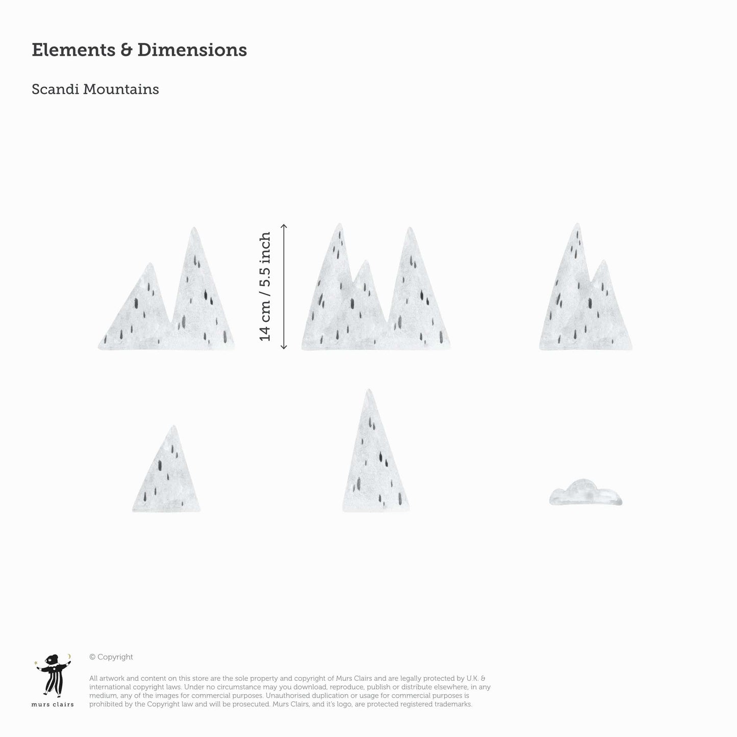 Wall Stickers Murs Clairs Scandi Mountains Wall Stickers